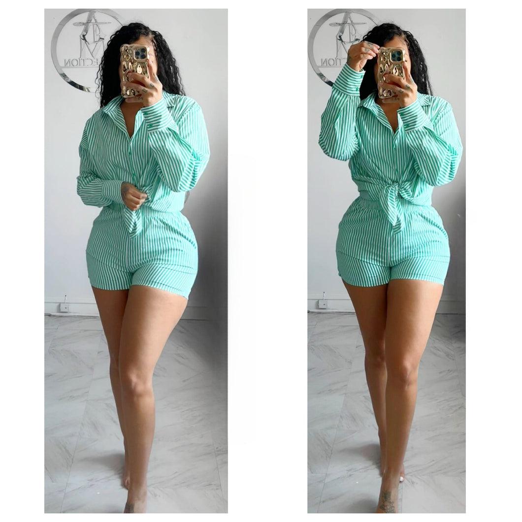 Green striped short set (7)