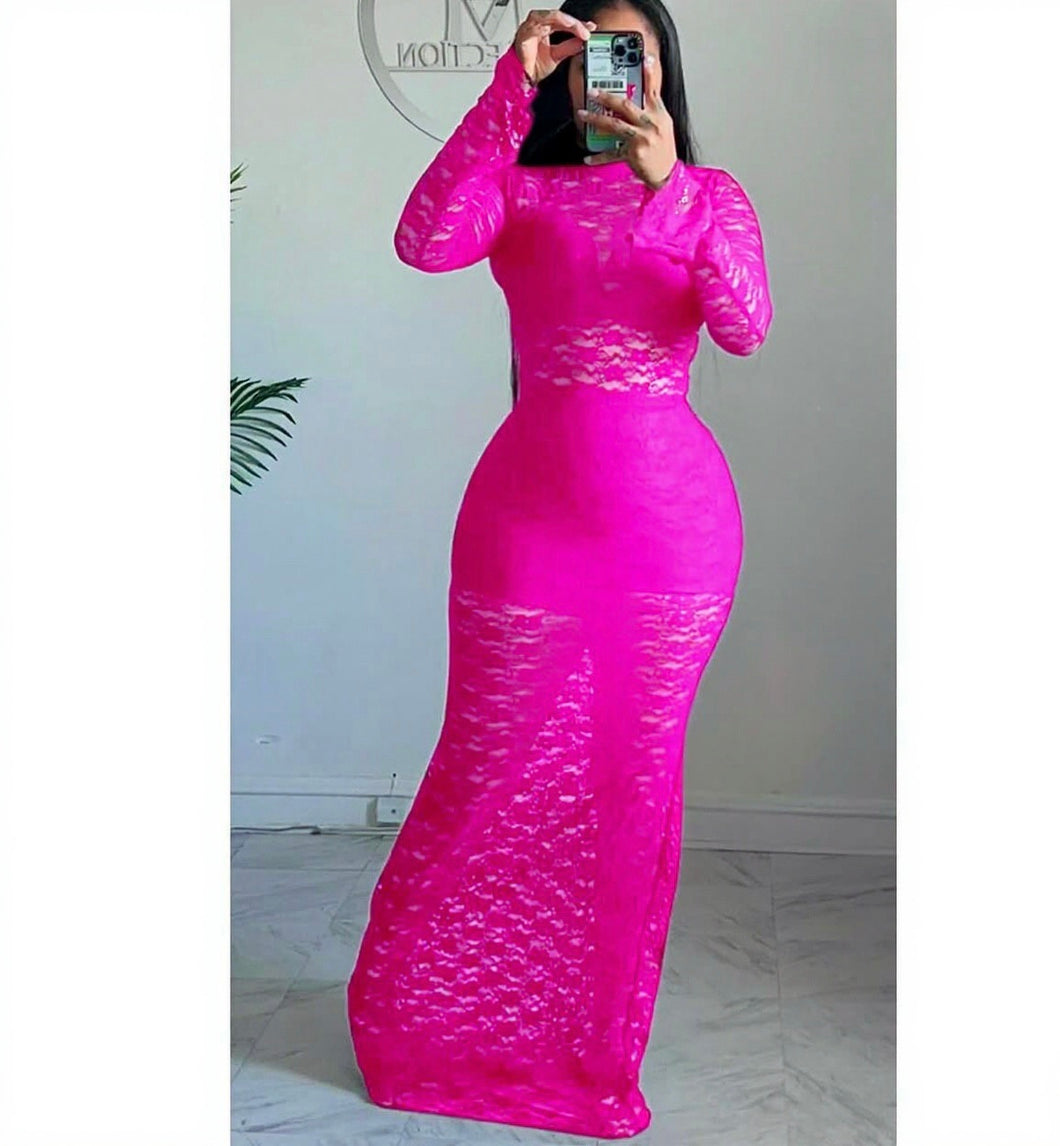Pink Lace skirt set