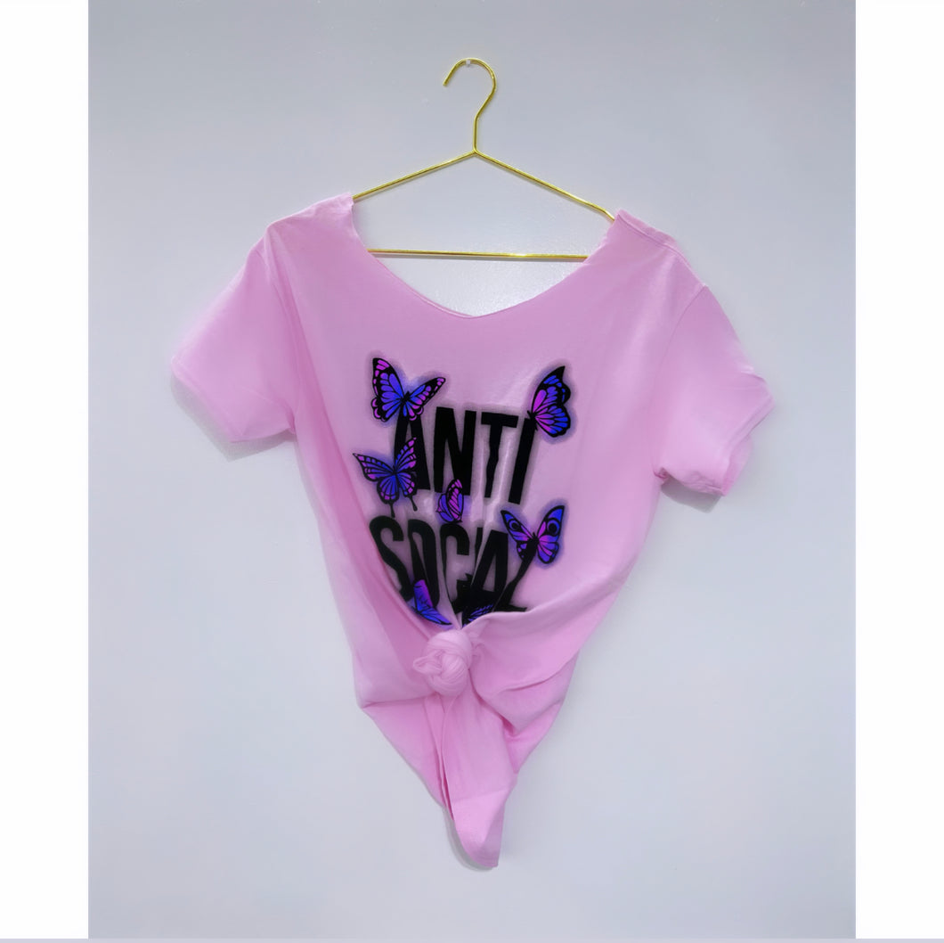 Anti social butterfly tee