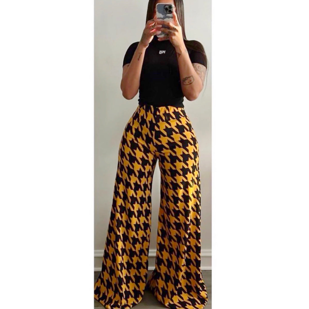 Mustard houndstooth alli pants