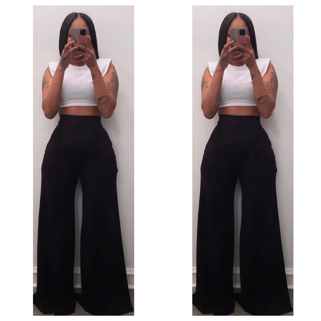 Black French terry front seam Alli pants