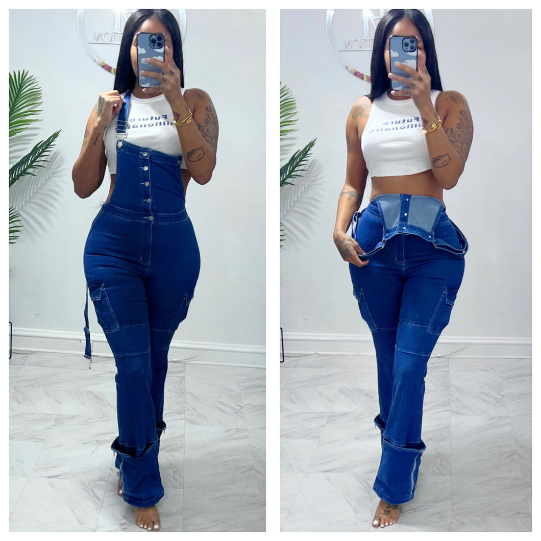 Stretch cargo denim jumper