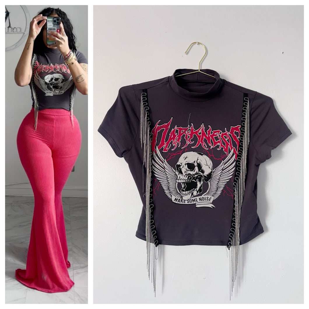 Metal fringe rock star tee