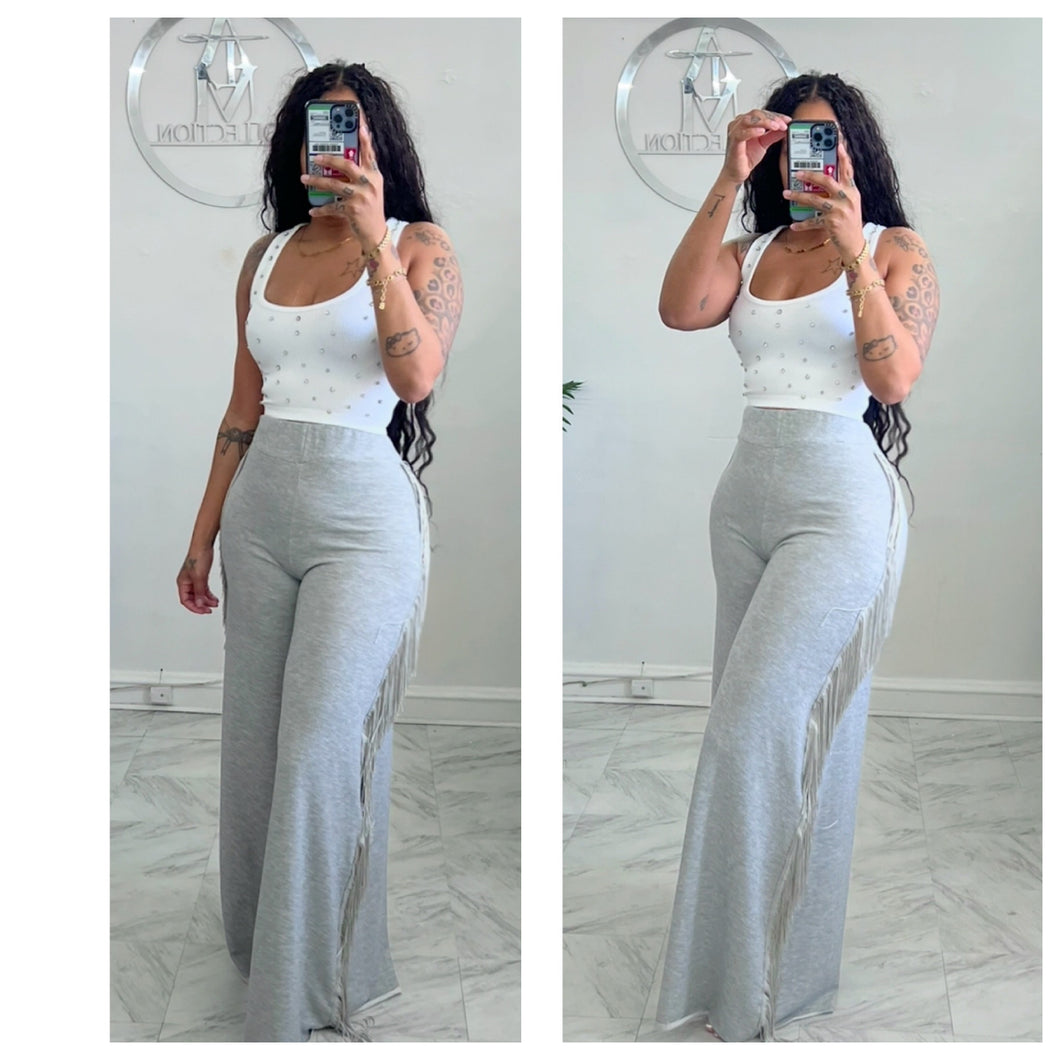 High waist fringe sweats