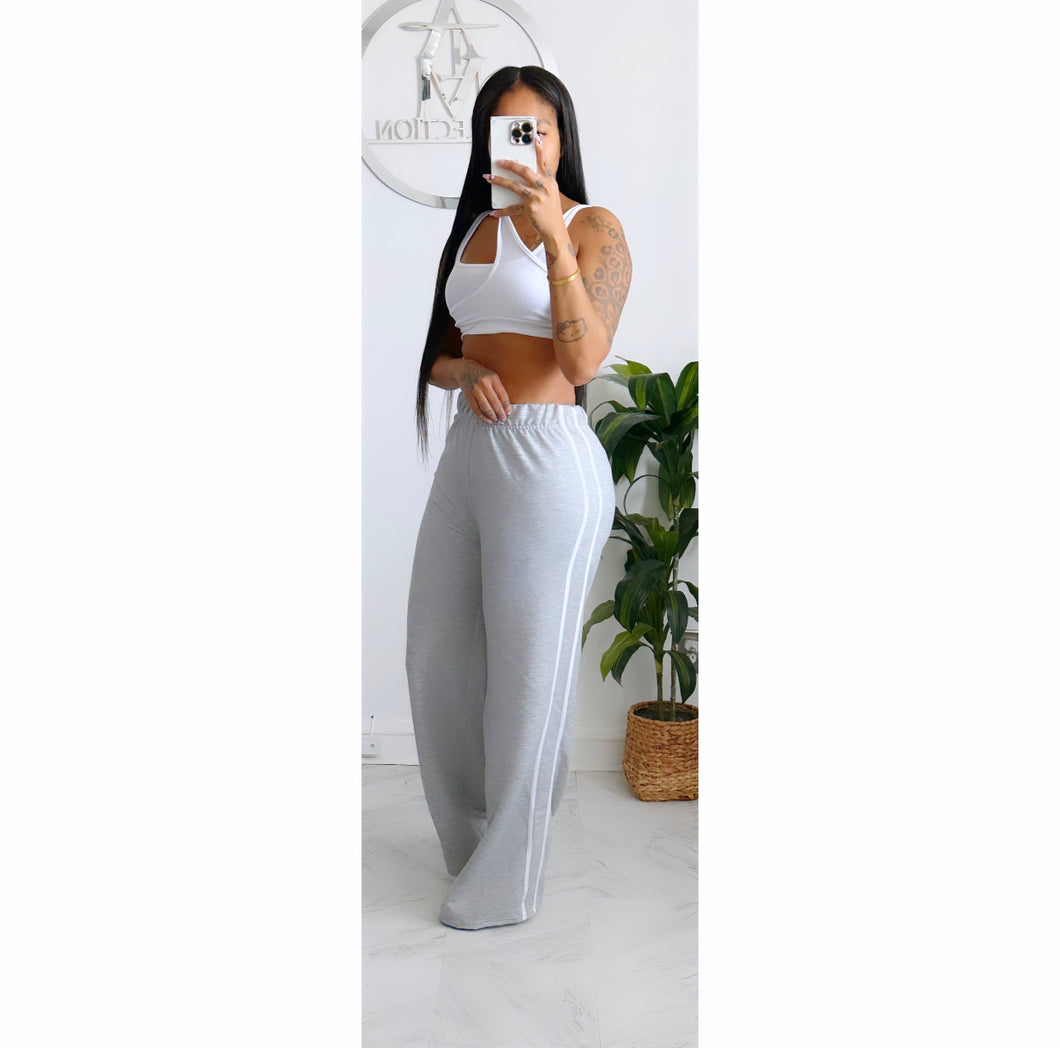 High waist grey stripe sweats