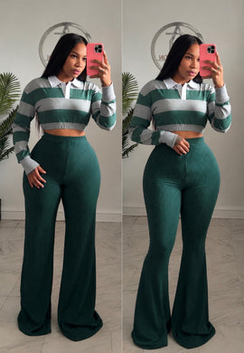 Striped rugby crop shirt-ready to ship