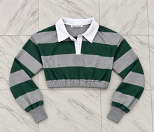 Striped rugby crop shirt-ready to ship