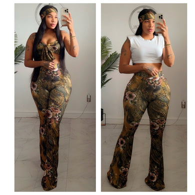 Lauren printed bell bottom set •made to order