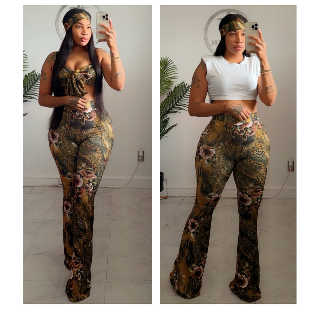 Lauren printed bell bottom set •made to order