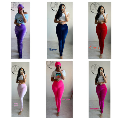 Velvet leggings and beanie