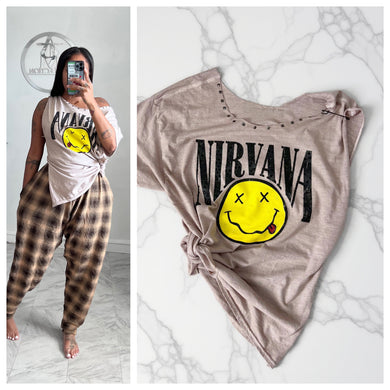 Smiley face  bling nirvana tee