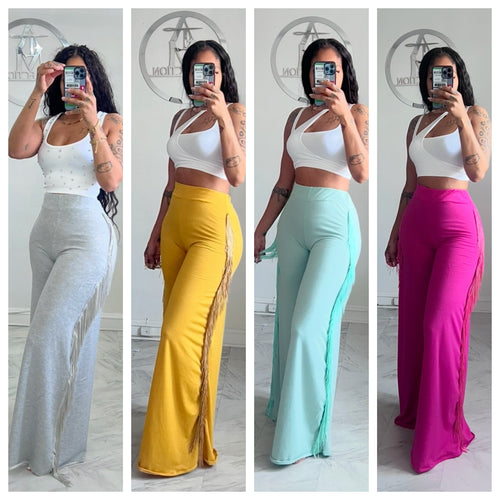 Fringe wide legs sweats