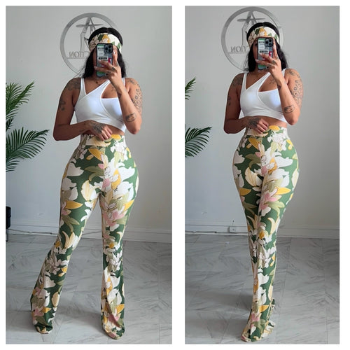 Soft floral bell bottoms and head band