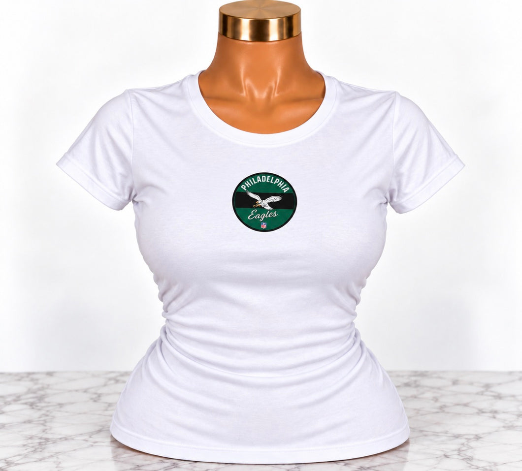 Small circle eagles logo football tee