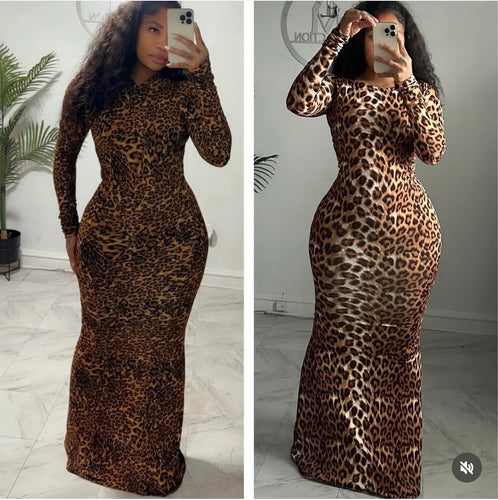 Ready to ship leopard  maxi dress