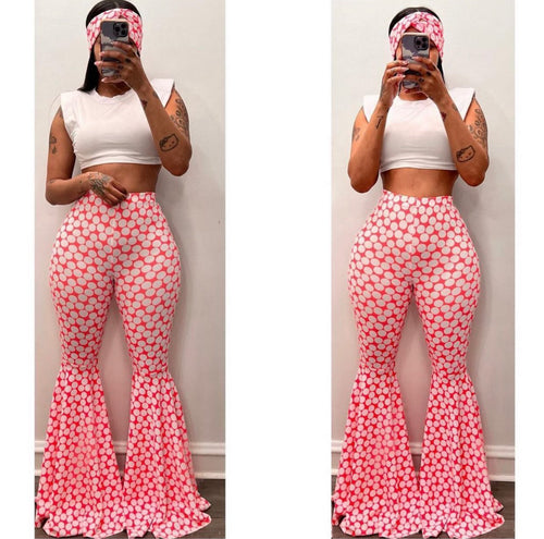 Hot pink and white polka dot petal bottom pants and HB