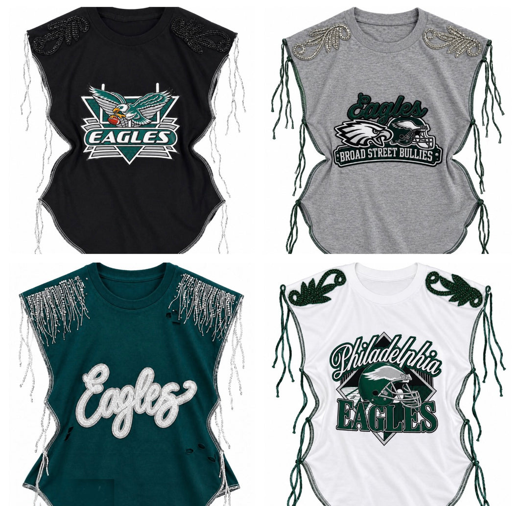 Exposed seam eagles tee READY TO SHIP (football)