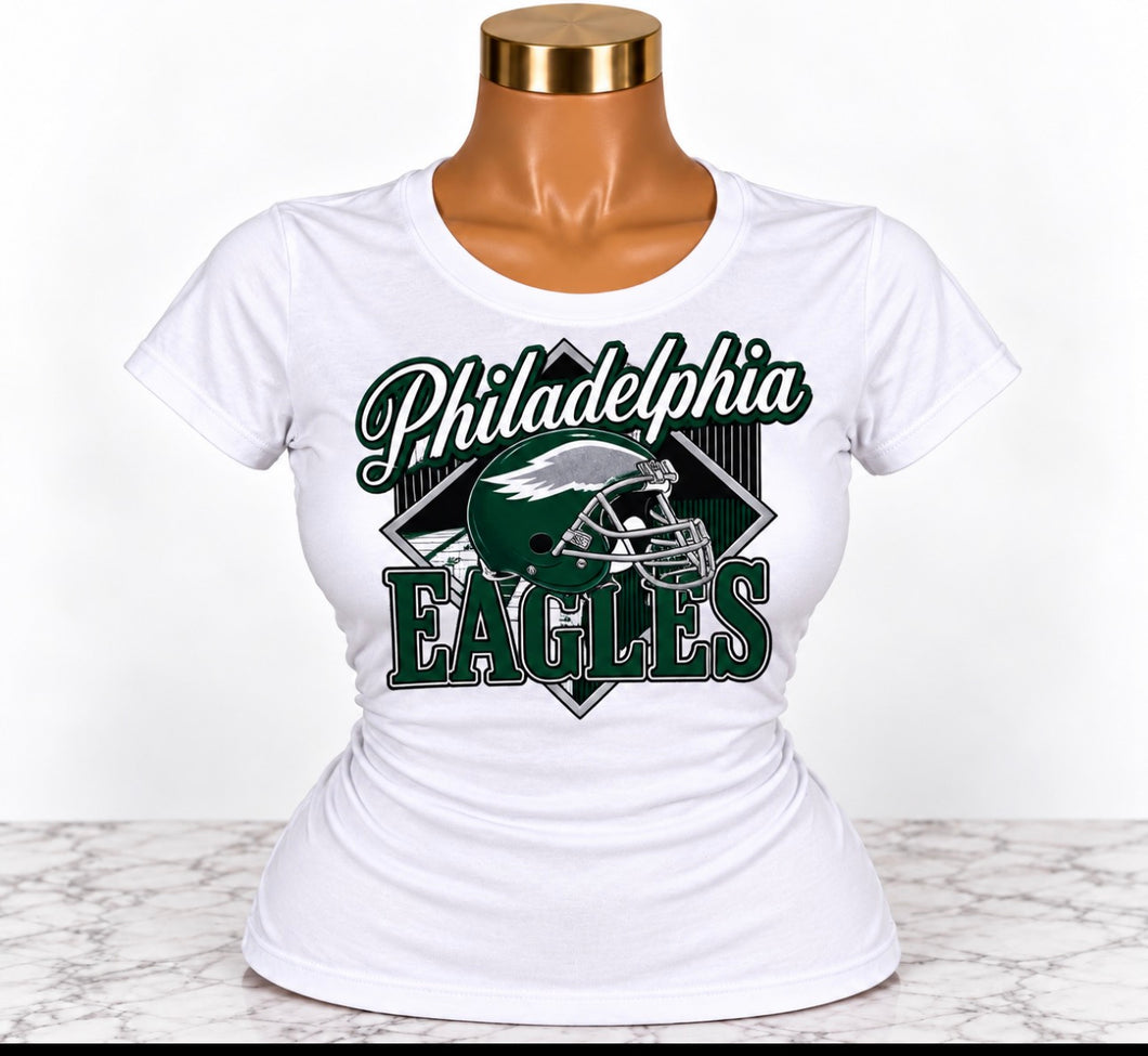 Green eagles logo football tee