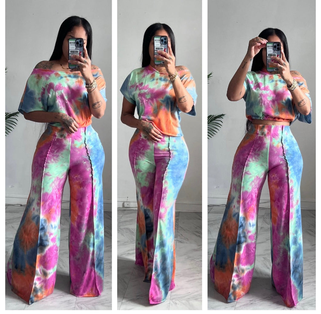 Pink/orange Tye dye 2 pc set