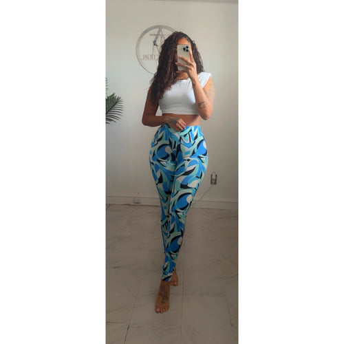 Multi blue legging  •ready to ship