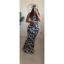 Salt and pepper halter mermaid dress & HB  •made to order l