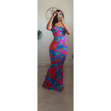 Multi color halter dress• made to order