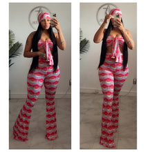 Pink geo print pants set• made to order