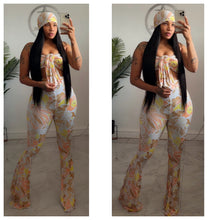 Peach print  pants set •made to order