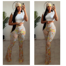 Peach print  pants set •made to order