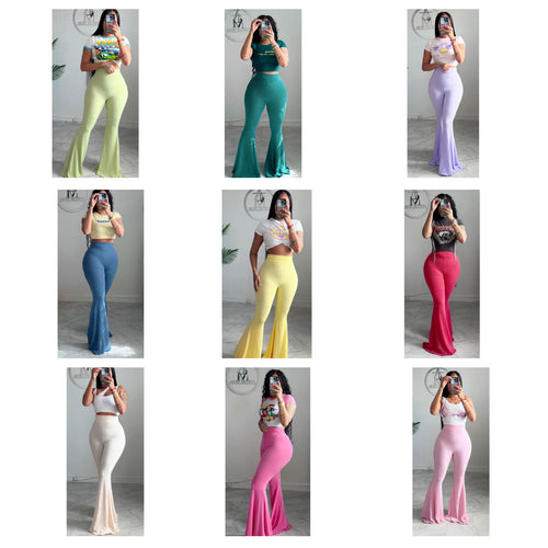‼️14 Business day processing‼️ super wide high waist ribbed bell bottoms