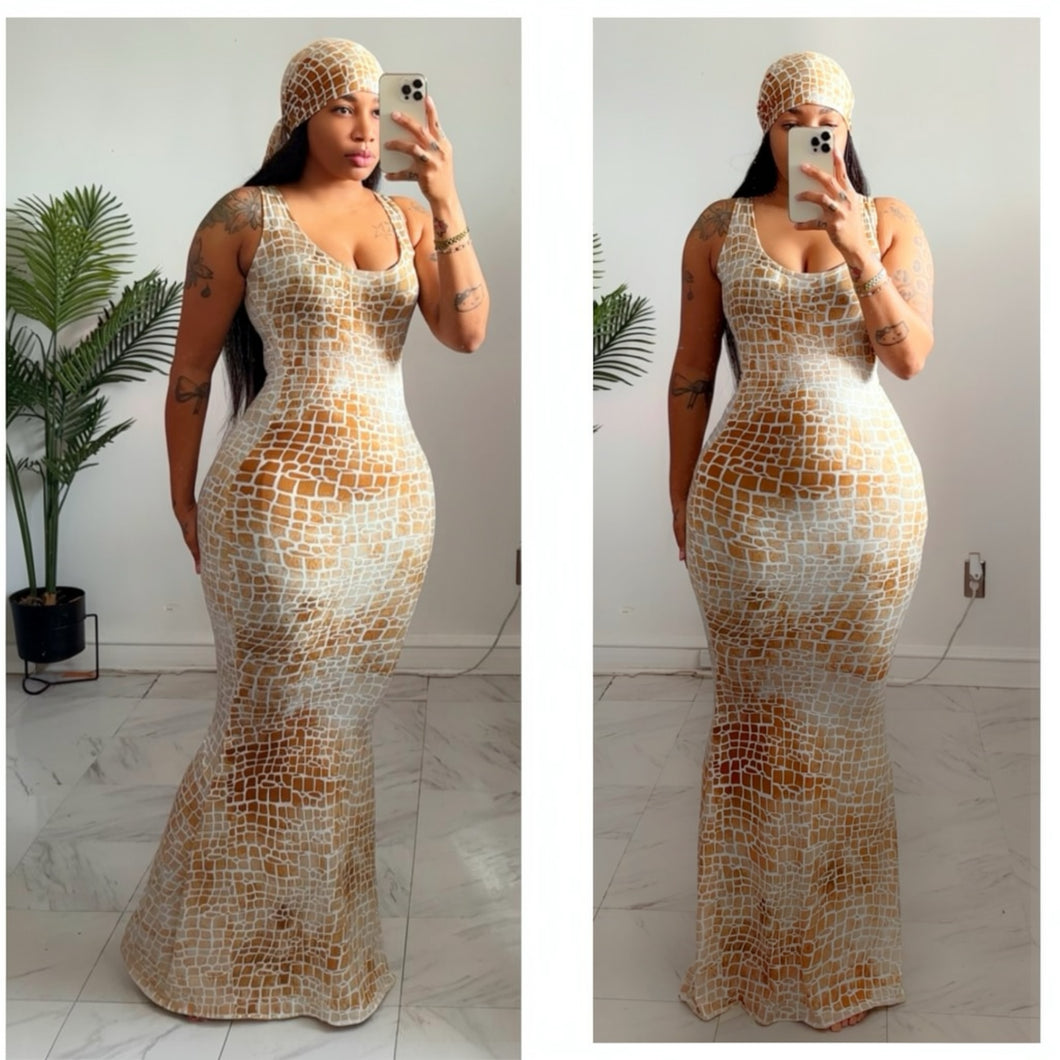 Faded giraffe mermaid  dress• made to order