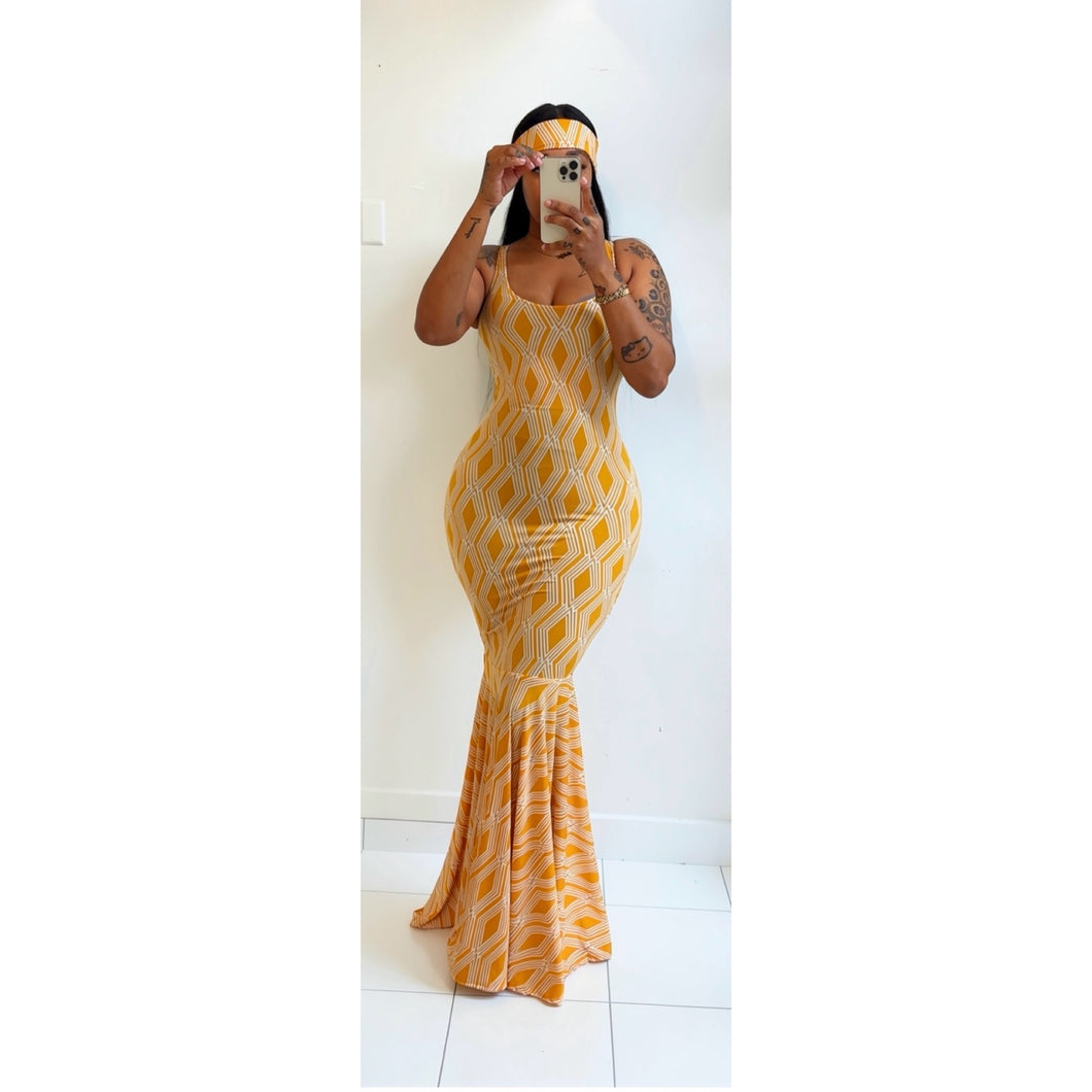 Yellow diamond petal bottom dress• ready to ship