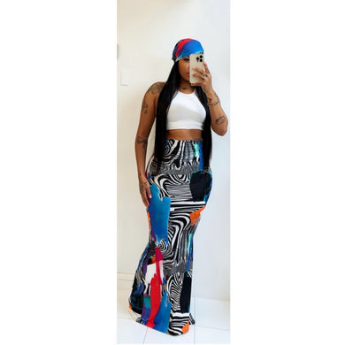 Multi color zebra mermaid skirt •ready to ship