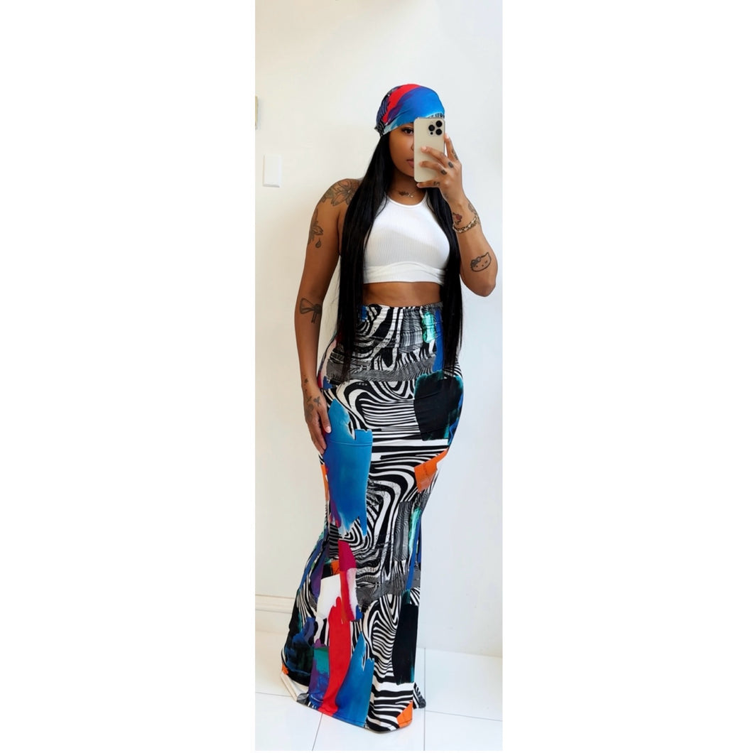 Multi color zebra mermaid skirt •ready to ship