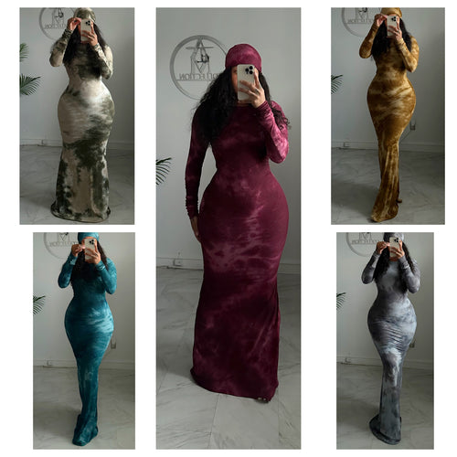 Ready to ship Splash maxi dresses & beanie