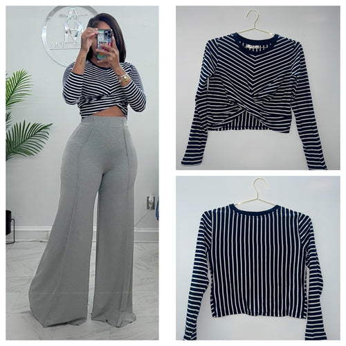 Navy and white stripe twist top (11)