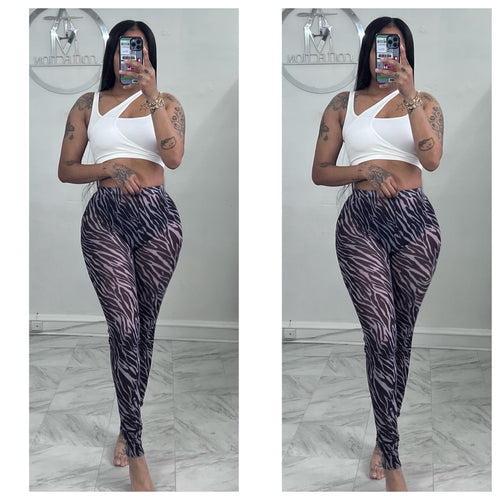 Grey zebra  mesh  leggings🩶