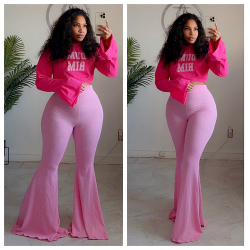 Pink super wide ribbed petal bottoms• made to order