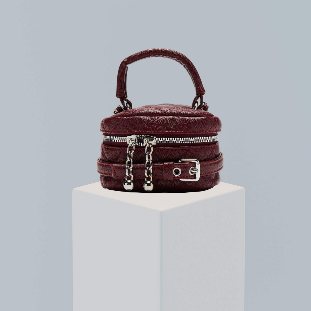 Burgundy mini quilted bag