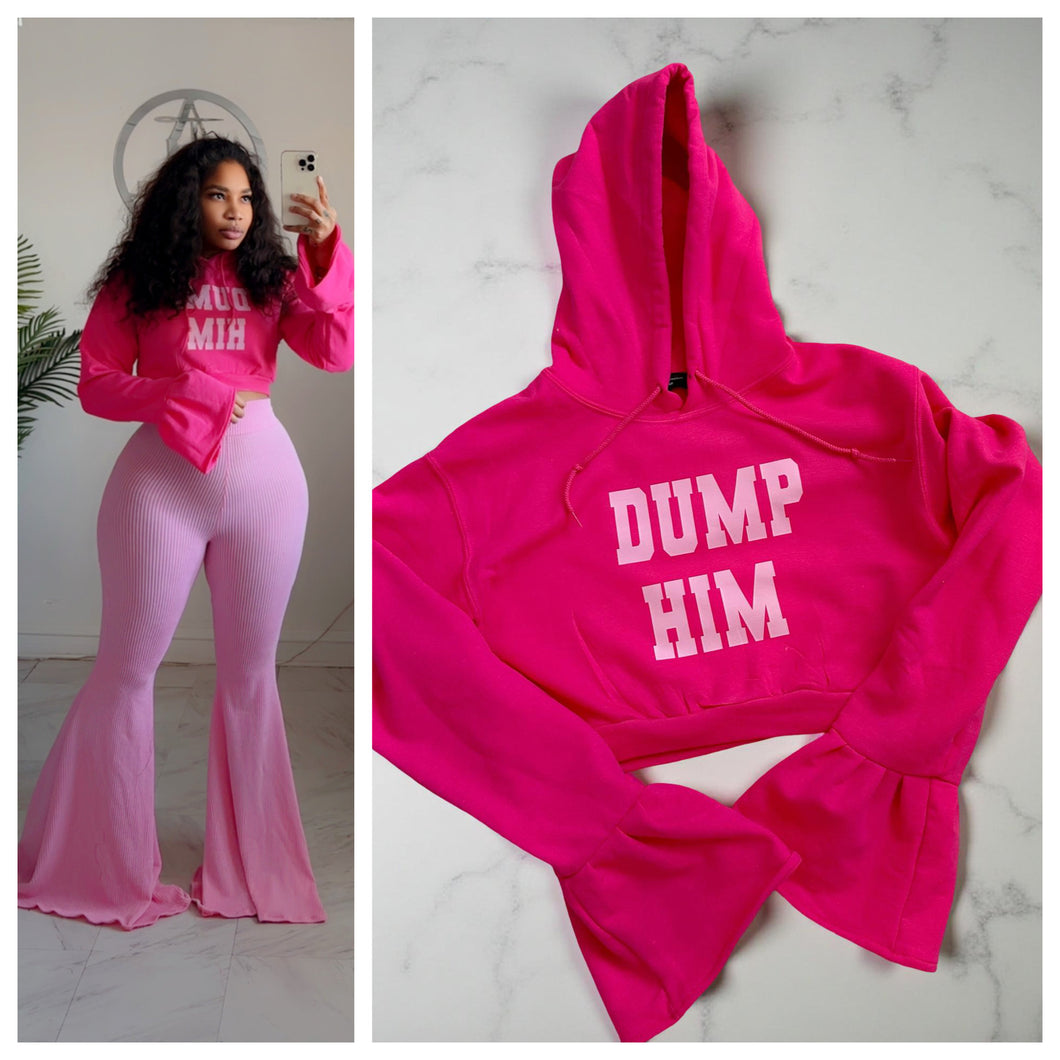 Pink Dump him fringe hoodie