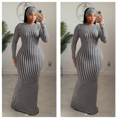 Houndstooth Maxi dress and head band