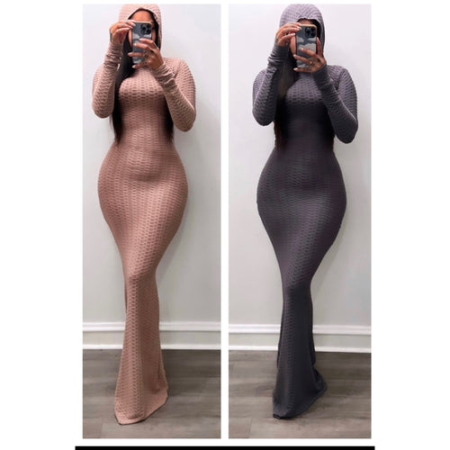 Waffle hooded dress
