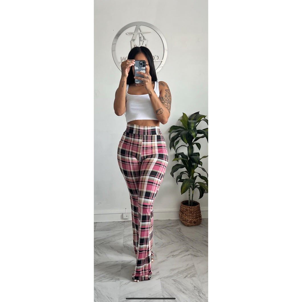 Pink plaid bell bottoms