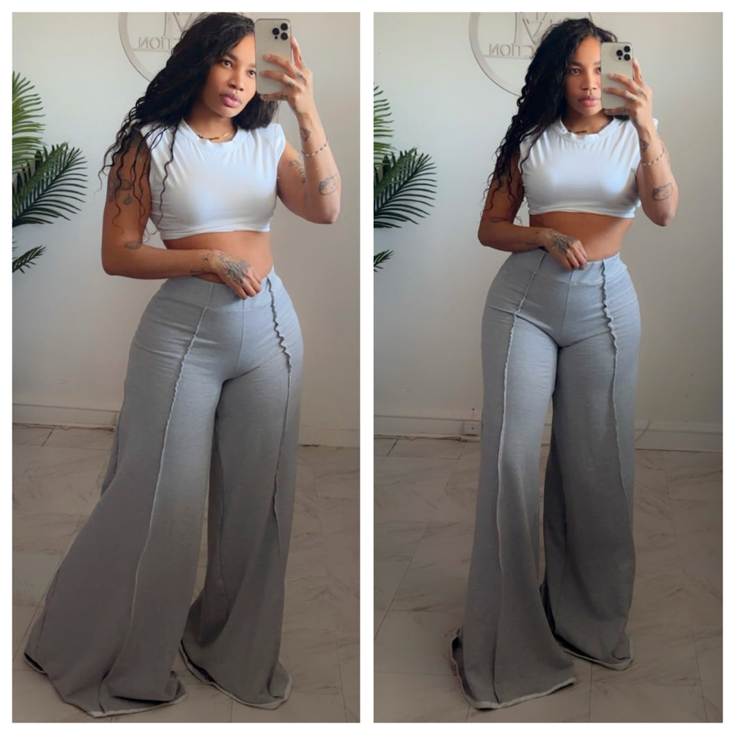 Grey front seam wide sweats •made to order