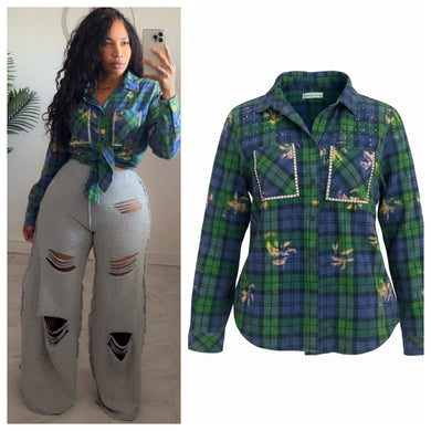 Studded flannel shirt