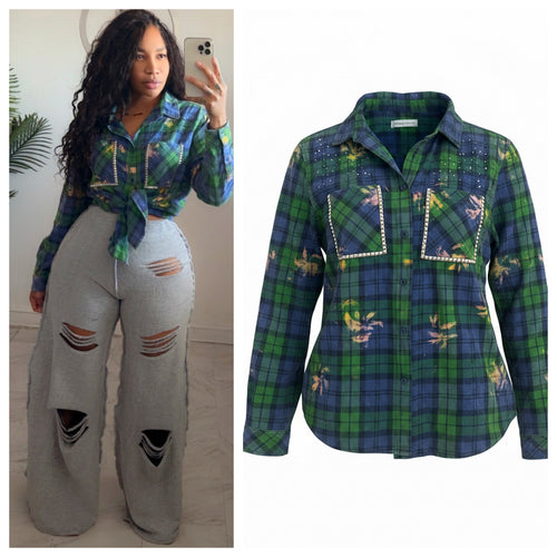 Studded flannel shirt