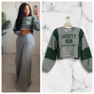 Varsity bubble sleeve oversized crop