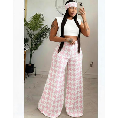 Pink Houndstooth Alli pants and HB• made to order