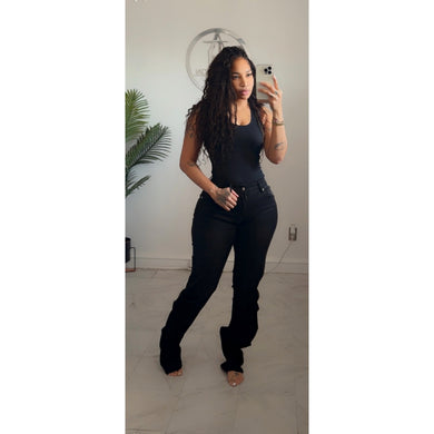 Stephanie black stacked jeans