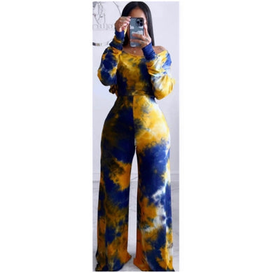 Blue/gold Tye dye 2 pc set